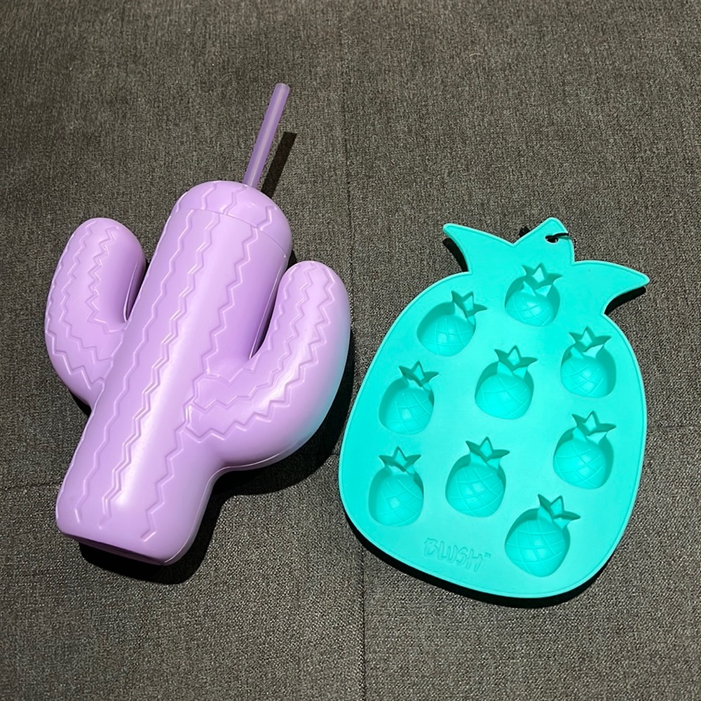 Cactus cup and pineapple ice mold bundle